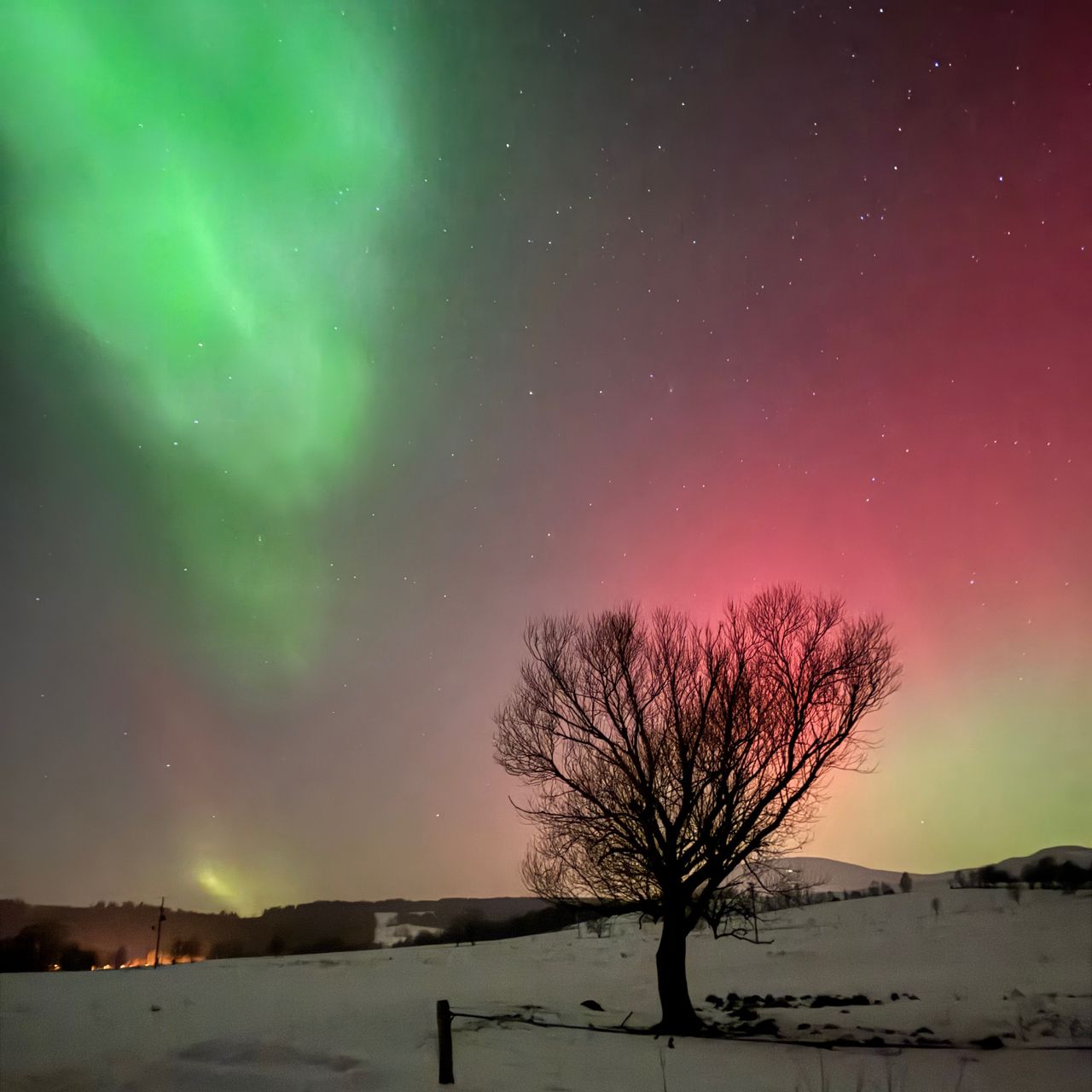 Soutěžní fotografie - Polární zář v Krkonoších,  Mladé Buky